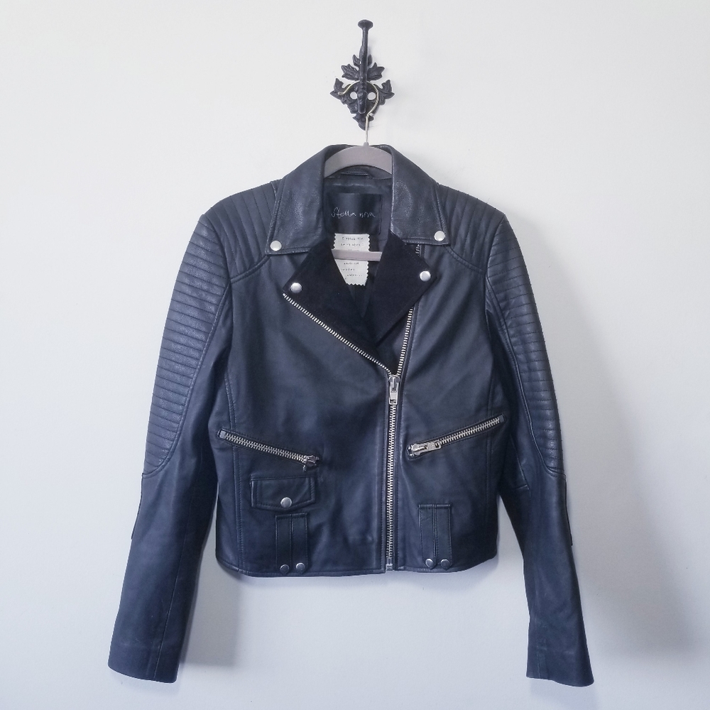 Stella Nova Leather Moto Jacket Size 40 US M EUC